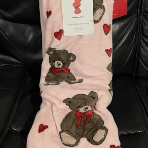Valentines Teddy Bears and Hearts Throw Pink - Cuddle in love Throw Teddy Bears
